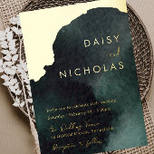 エメラルドグリーン結婚ズ:水彩金ゴールド 箔招待状