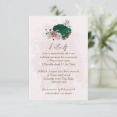 エメラルドグリーン結婚ピンクの花詳細 エンクロージャーカード (スタンド正面)