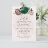 エメラルドグリーン結婚ピンクの花詳細 エンクロージャーカード (スタンド正面)