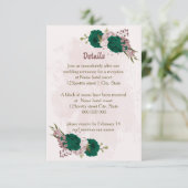 エメラルドグリーン結婚ピンクの花詳細 エンクロージャーカード (スタンド正面)