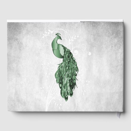 エメラルドグリーン結婚ピーコックズゲストブック ゲストブック (裏面)