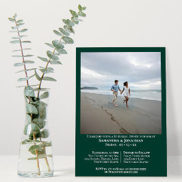 エメラルドグリーン結婚フォトのリハーサルディナー 招待状