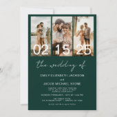 エメラルドグリーン結婚フォトミニマリスト 招待状 (正面)
