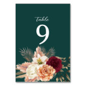 エメラルドグリーン結婚フローラのテーブル番号 テーブルナンバー (裏面)