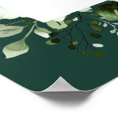 エメラルドグリーン結婚フローラの歓迎サイン ポスター (角)