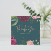 エメラルドグリーン結婚フローラ サンキューカード (スタンド正面)