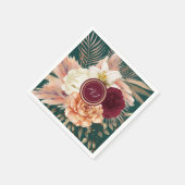 エメラルドグリーン結婚フローラ スタンダードカクテルナプキン (角)