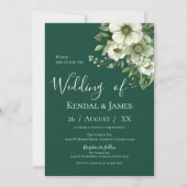 エメラルドグリーン結婚フローラ 招待状 (正面)