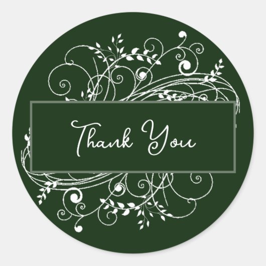 エメラルドグリーン結婚フローリッシュのステッカー ラウンドシール (正面)
