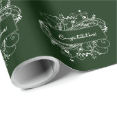 エメラルドグリーン結婚フローリッシュの包装紙 ラッピングペーパー (ロールコーナー)