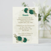 エメラルドグリーン結婚ベージュの花詳細 エンクロージャーカード (スタンド正面)