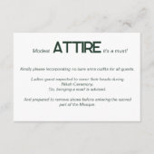 エメラルドグリーン結婚ホワイトの服装コードカード エンクロージャーカード (正面)