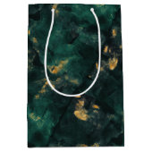 エメラルドグリーン結婚マーブル ミディアムペーパーバッグ (正面)