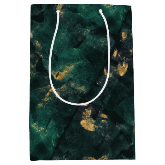 エメラルドグリーン結婚マーブル ミディアムペーパーバッグ (正面)