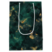 エメラルドグリーン結婚マーブル ミディアムペーパーバッグ (裏面)