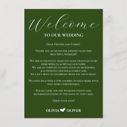 エメラルドグリーン結婚ミニマリストの週末の日程 エンクロージャーカード (正面)