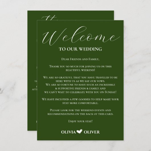 エメラルドグリーン結婚ミニマリストの週末の日程 エンクロージャーカード (正面/裏面)