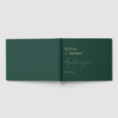 エメラルドグリーン結婚ミニマリスト ゲストブック (全面)