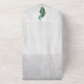 エメラルドグリーン結婚孔雀 オールインワン招待状 (外側)