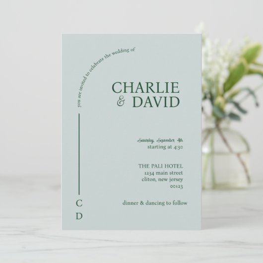 エメラルドグリーン結婚式招待状 招待状 (スタンド正面)