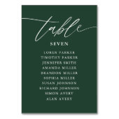 エメラルドグリーン結婚書道座席表 テーブルナンバー (裏面)