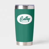 エメラルドグリーン結婚様式化した花嫁のメイド 保温保冷タンブラー (正面)