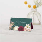 エメラルドグリーン結婚素朴ズ プレイスカード (裏面)