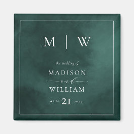 エメラルドグリーン縁どモノグラム&結婚ズ マグネット