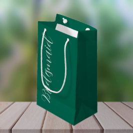 エメラルドグリーン花嫁の様式化されたスクリプ結婚ト スモールペーパーバッグ