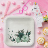 エメラルドグリーン花植物園 ペーパープレート (パーティー)