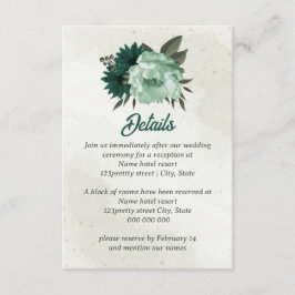 エメラルドグリーン花結婚植物体 エンクロージャーカード