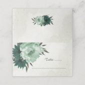 エメラルドグリーン花結婚植物体 プレイスカード (外部開封)