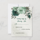 エメラルドグリーン花結婚植物体 出欠カード (正面)
