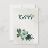 エメラルドグリーン花結婚植物体 出欠カード (裏面)