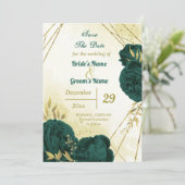 エメラルドグリーン花葉金ゴールド セーブザデート (スタンド正面)