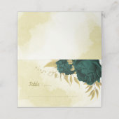 エメラルドグリーン花葉金ゴールド プレイスカード (外部開封)