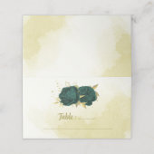 エメラルドグリーン花葉金ゴールド プレイスカード (外部開封)