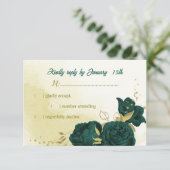 エメラルドグリーン花葉金ゴールド 出欠カード (スタンド正面)