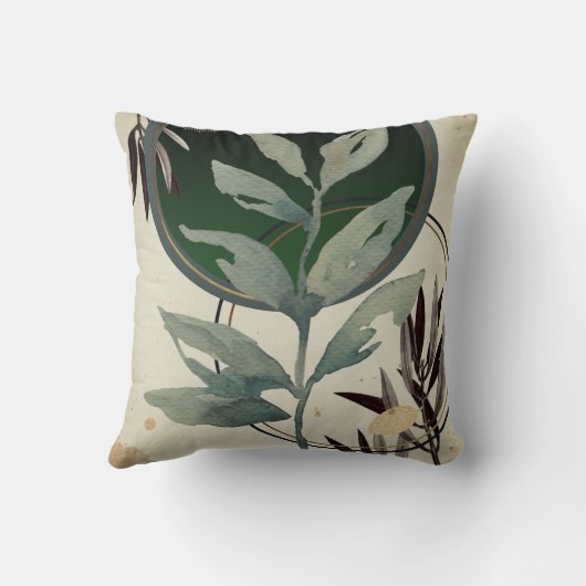 エメラルドグリーン芸術的ウォーター色 クッション (裏面)