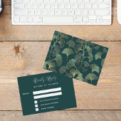 エメラルドグリーン葉イン結婚グの応答RSVP ノートカード