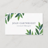 エメラルドグリーン葉セラピスト 名刺 (正面)