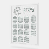 エメラルドグリーン葉付きクレストモノグラム結婚の座席 アクリルサイン (傾斜)