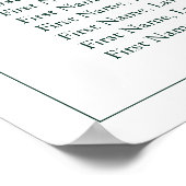 エメラルドグリーン葉付きクレストモノグラム結婚の座席 ポスター (角)