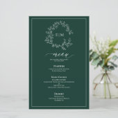 エメラルドグリーン葉付きクレストモノグラム結婚ズメニュー (スタンド正面)