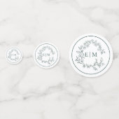 エメラルドグリーン葉付きクレストモノグラム結婚ズ コンフェッティ (裏面)