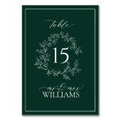 エメラルドグリーン葉付きクレストモノグラム結婚ズ テーブルナンバー (正面)