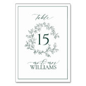 エメラルドグリーン葉付きクレストモノグラム結婚ズ テーブルナンバー (裏面)