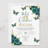 エメラルドグリーン蝶キンセニェラ 招待状 (正面)