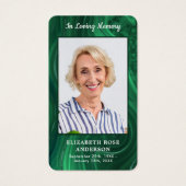 エメラルドグリーン記念写真葬式祈りの言葉カード (正面)