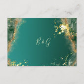 エメラルドグリーン金ゴールドのジュエル結婚トーン エンクロージャーカード (裏面)